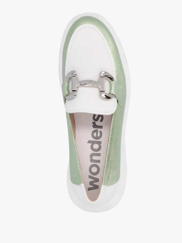 Montreal Green Metallic & White Chunky Loafers