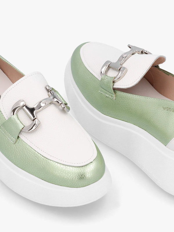 Montreal Green Metallic & White Chunky Loafers