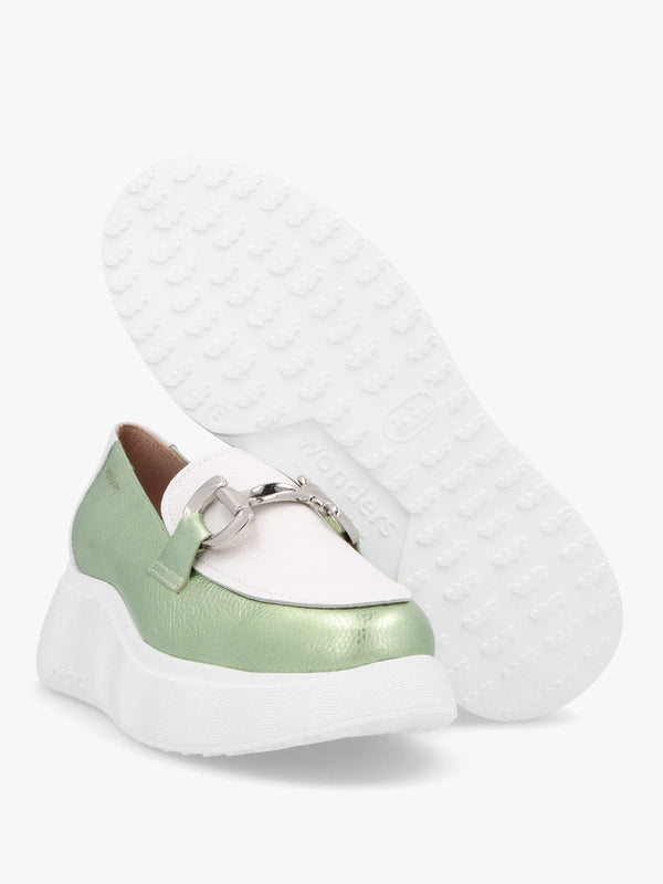 Montreal Green Metallic & White Chunky Loafers
