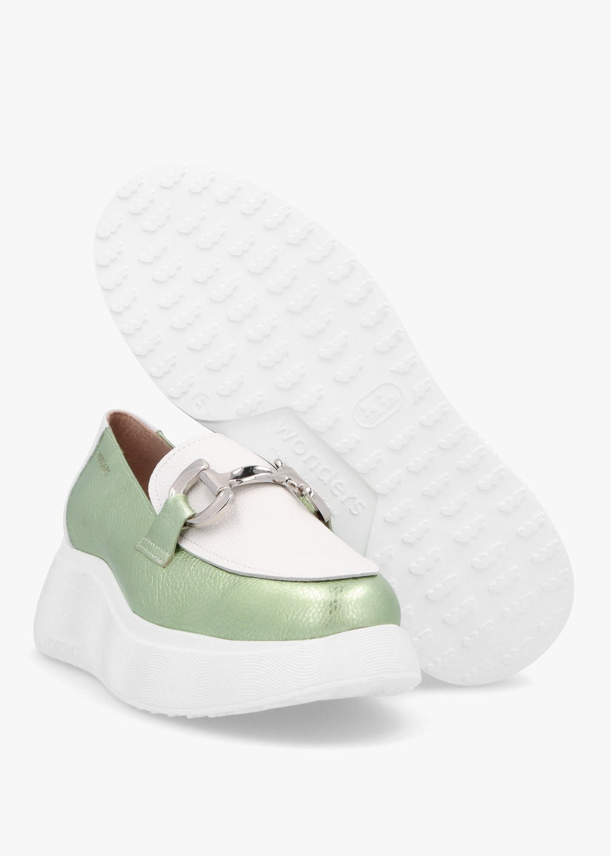 Montreal Green Metallic & White Chunky Loafers