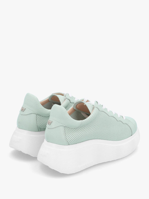 Alberta Green Leather Perforated Chunky Trainers