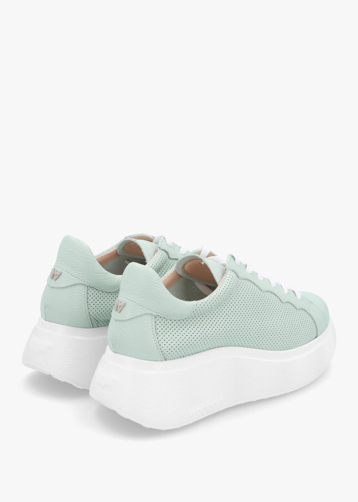 Alberta Green Leather Perforated Chunky Trainers
