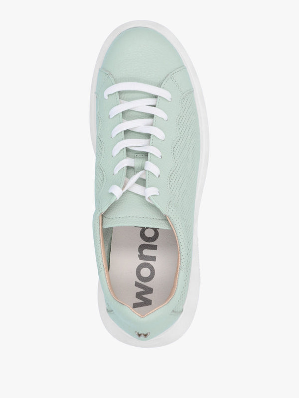 Alberta Green Leather Perforated Chunky Trainers