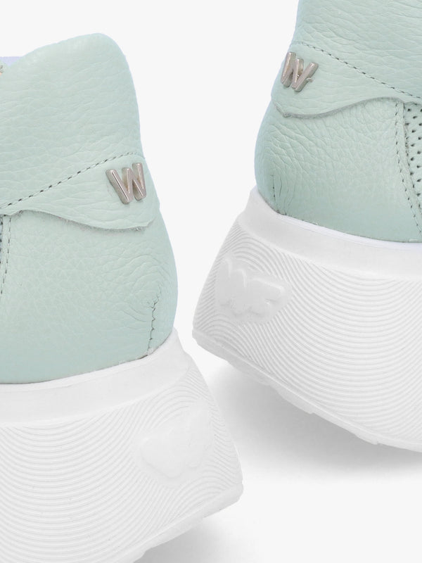 Alberta Green Leather Perforated Chunky Trainers