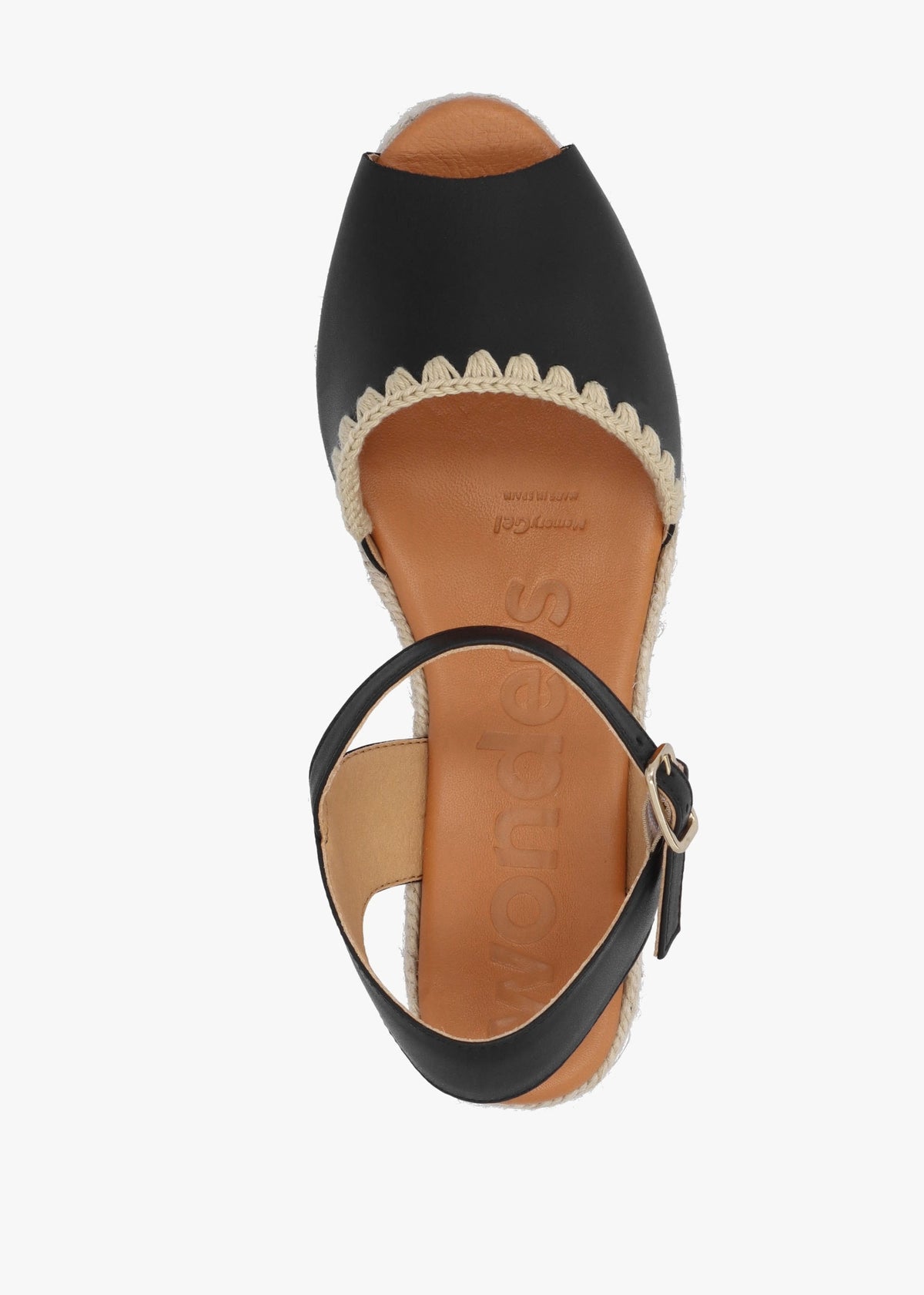 Ipanema Black Leather Low Wedge Espadrilles