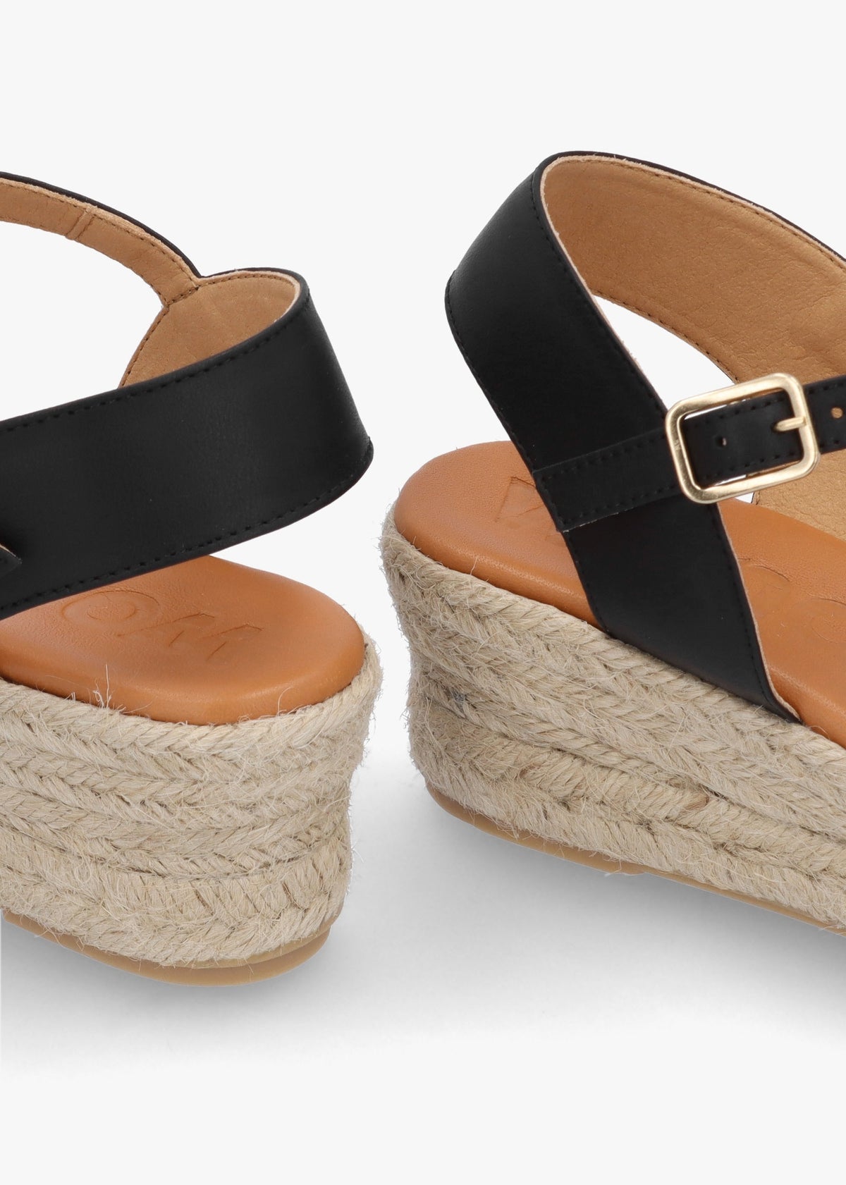 Ipanema Black Leather Low Wedge Espadrilles