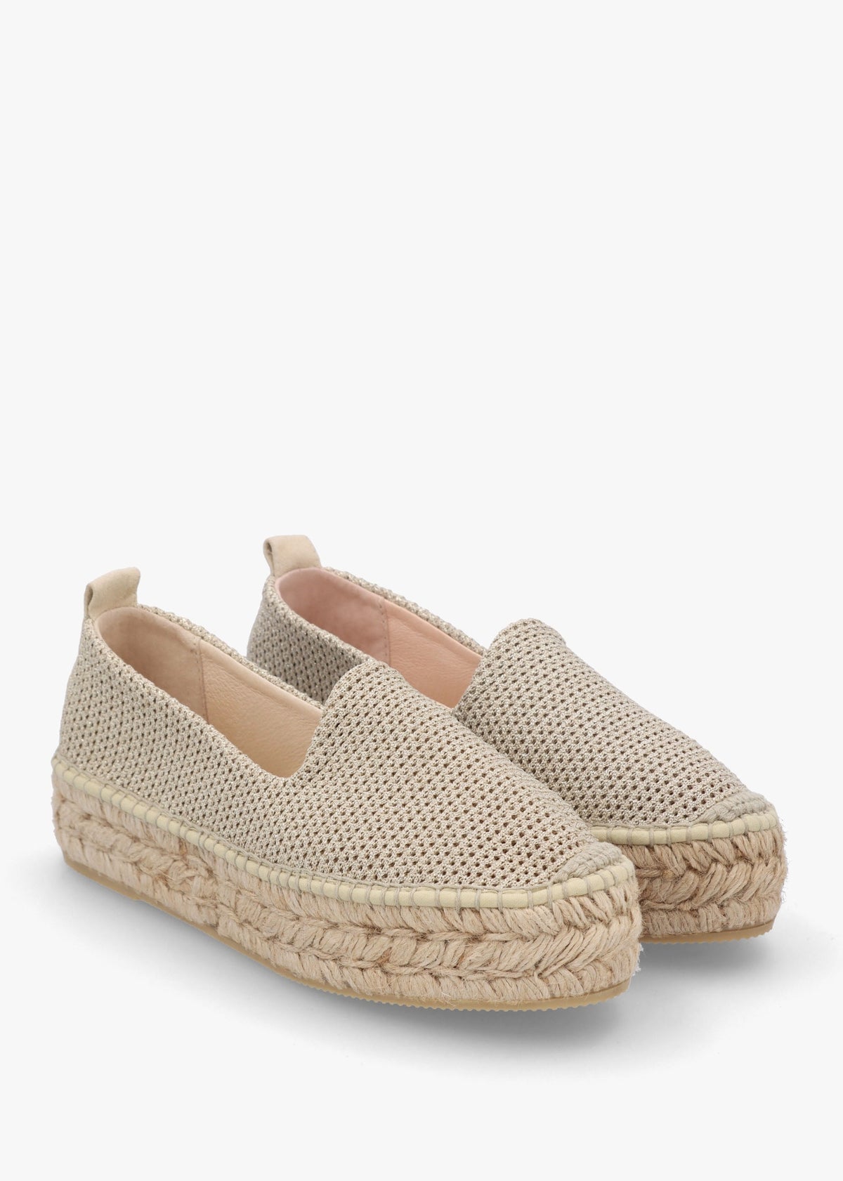 Dopo Gold Knitted Flatform Espadrilles