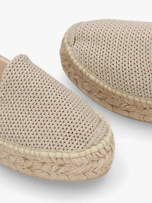 Dopo Gold Knitted Flatform Espadrilles