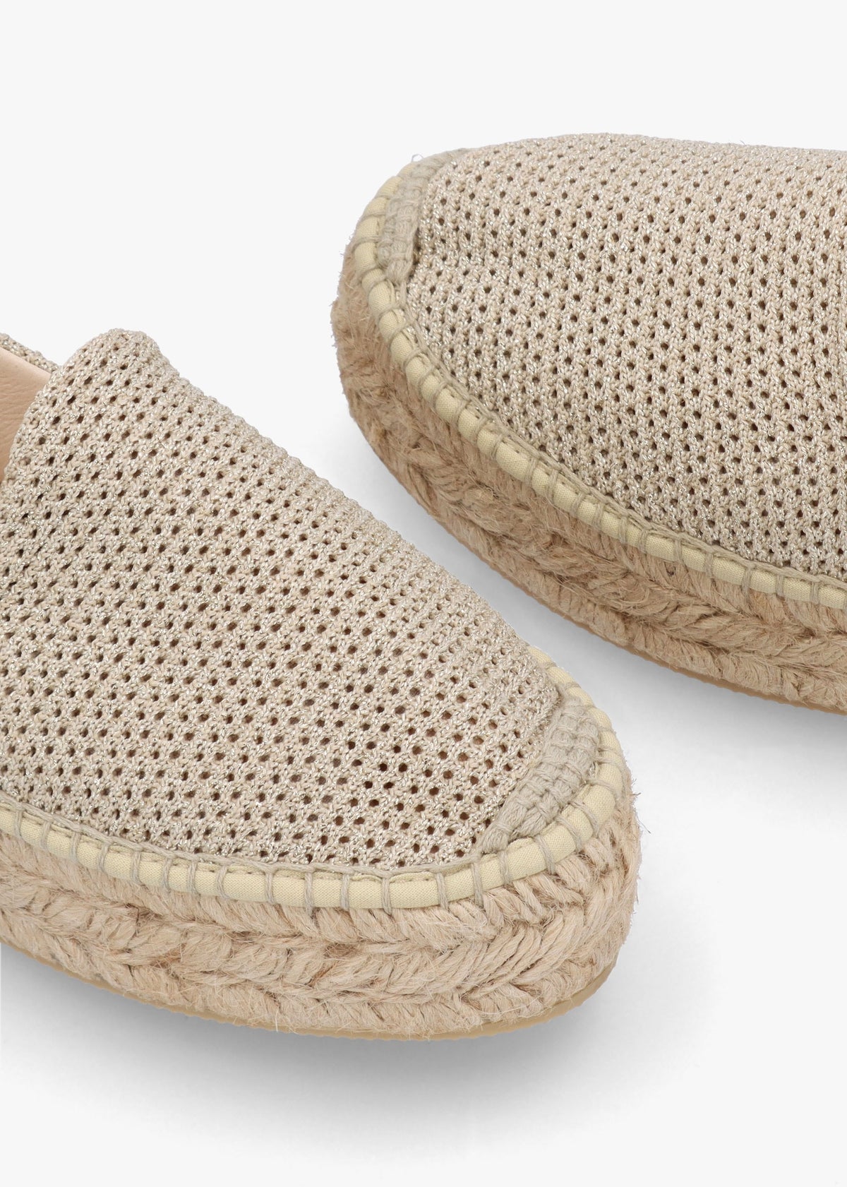 Dopo Gold Knitted Flatform Espadrilles