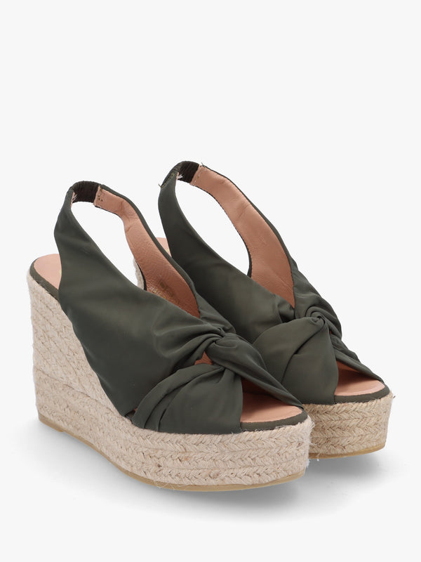 Anca Green Twist Knot Wedge Espadrille Sandals