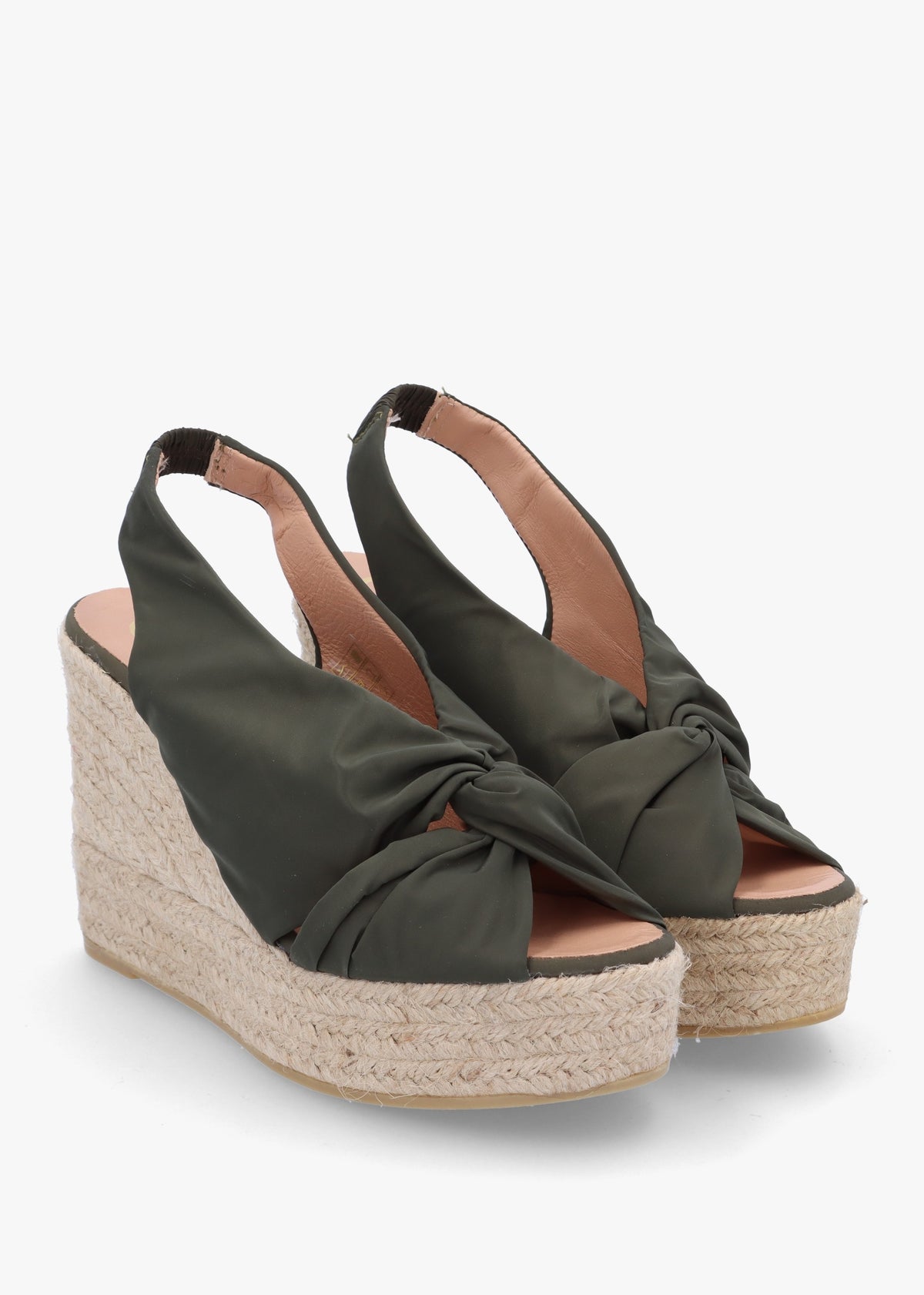 Anca Green Twist Knot Wedge Espadrille Sandals