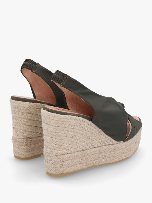 Anca Green Twist Knot Wedge Espadrille Sandals
