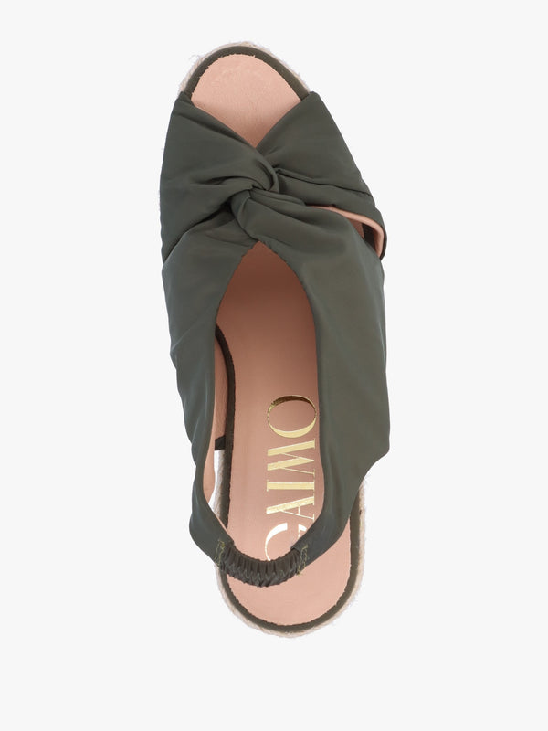 Anca Green Twist Knot Wedge Espadrille Sandals
