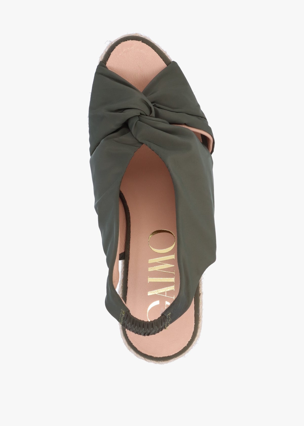 Anca Green Twist Knot Wedge Espadrille Sandals
