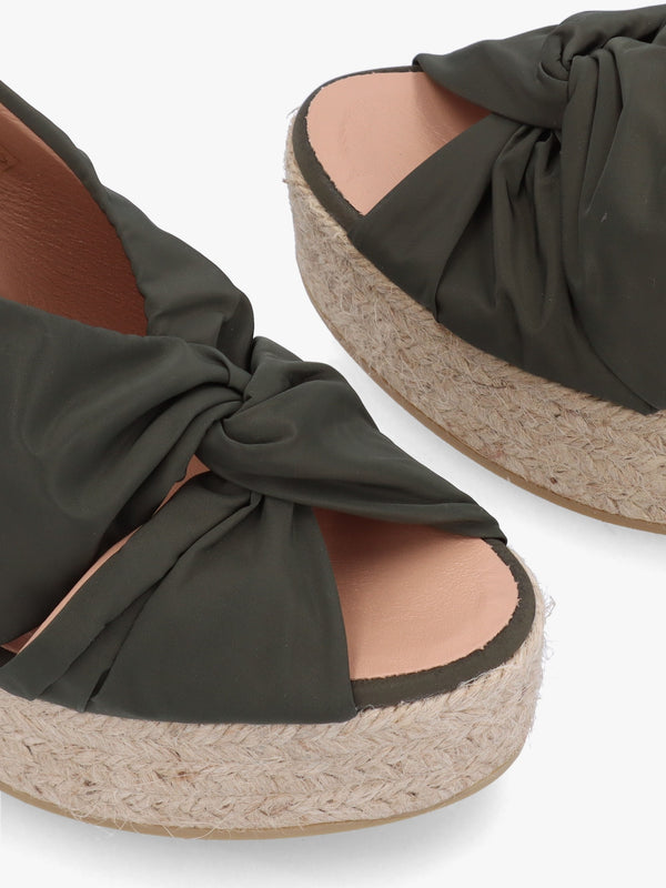 Anca Green Twist Knot Wedge Espadrille Sandals