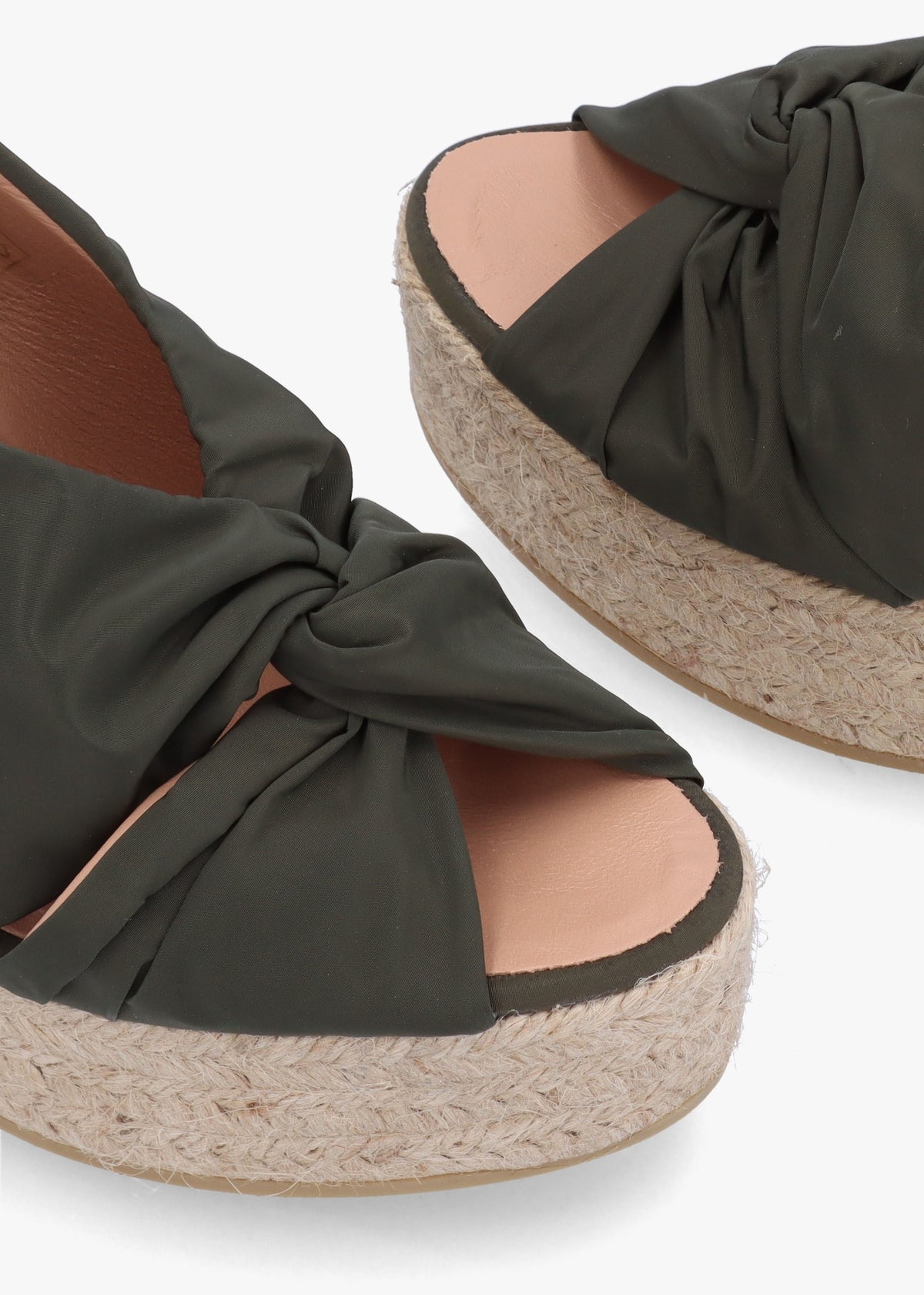Anca Green Twist Knot Wedge Espadrille Sandals
