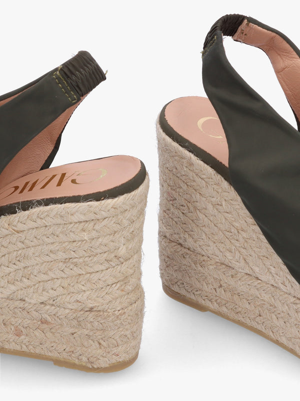 Anca Green Twist Knot Wedge Espadrille Sandals