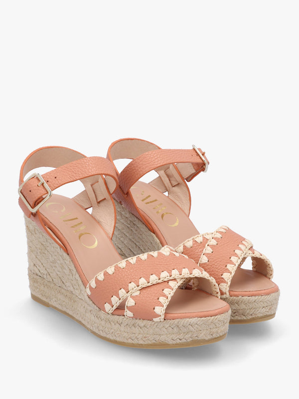 Alf Nude Leather Wedge Espadrille Sandals