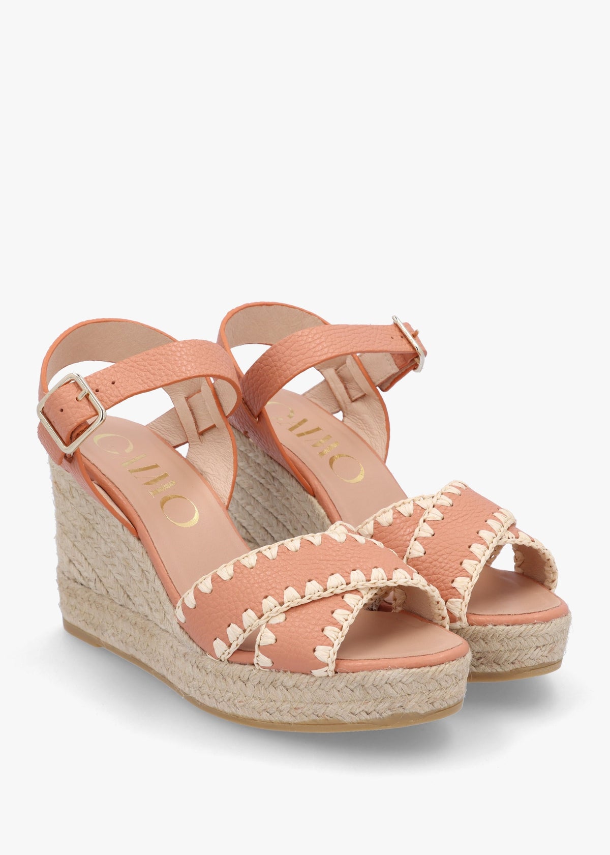 Alf Nude Leather Wedge Espadrille Sandals