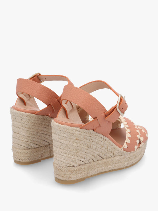 Alf Nude Leather Wedge Espadrille Sandals