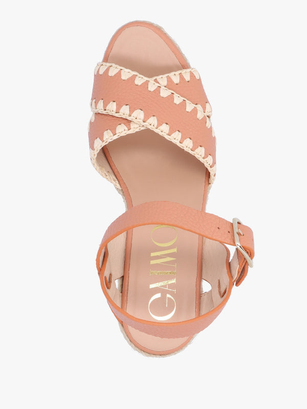 Alf Nude Leather Wedge Espadrille Sandals