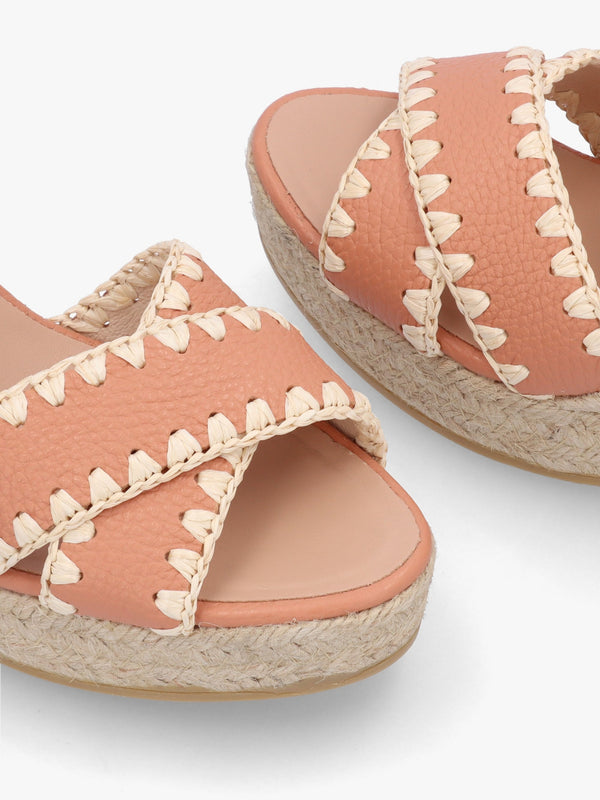Alf Nude Leather Wedge Espadrille Sandals