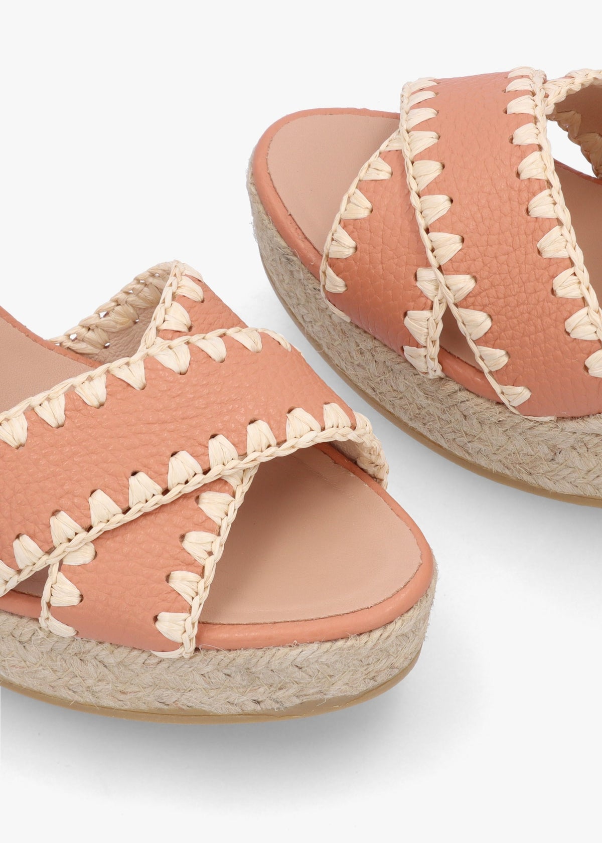 Alf Nude Leather Wedge Espadrille Sandals