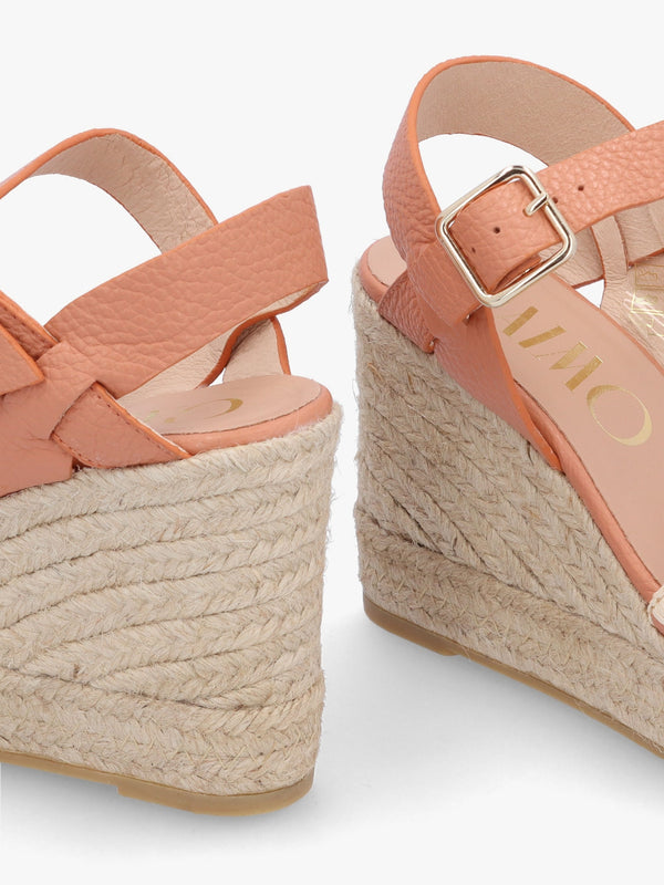 Alf Nude Leather Wedge Espadrille Sandals