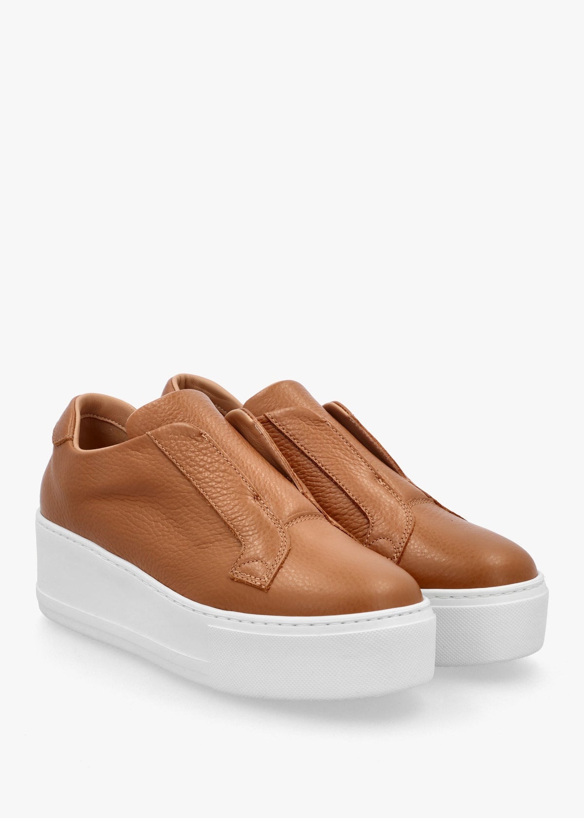 Quark Tan Leather Laceless Flatform Trainers