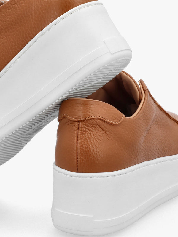 Quark Tan Leather Laceless Flatform Trainers