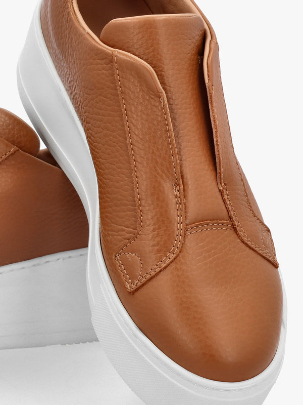 Quark Tan Leather Laceless Flatform Trainers