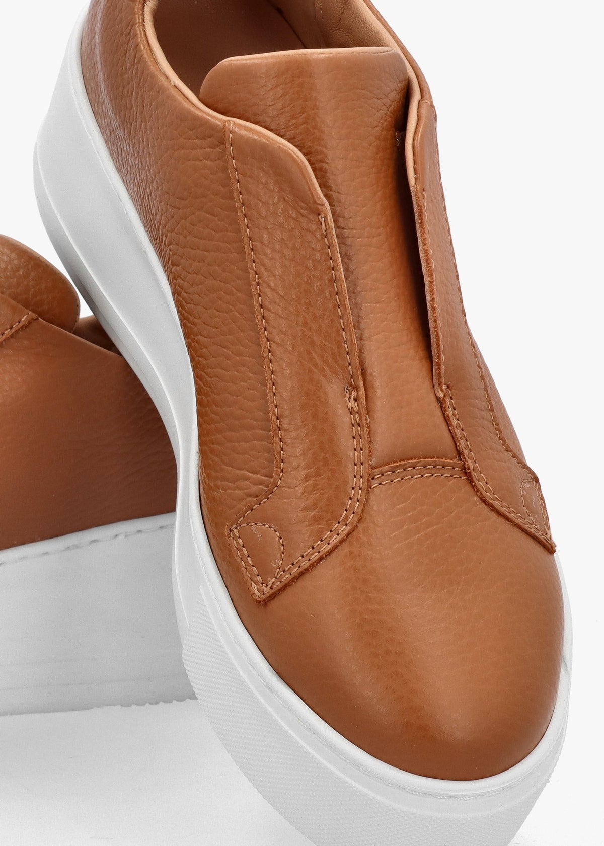 Quark Tan Leather Laceless Flatform Trainers