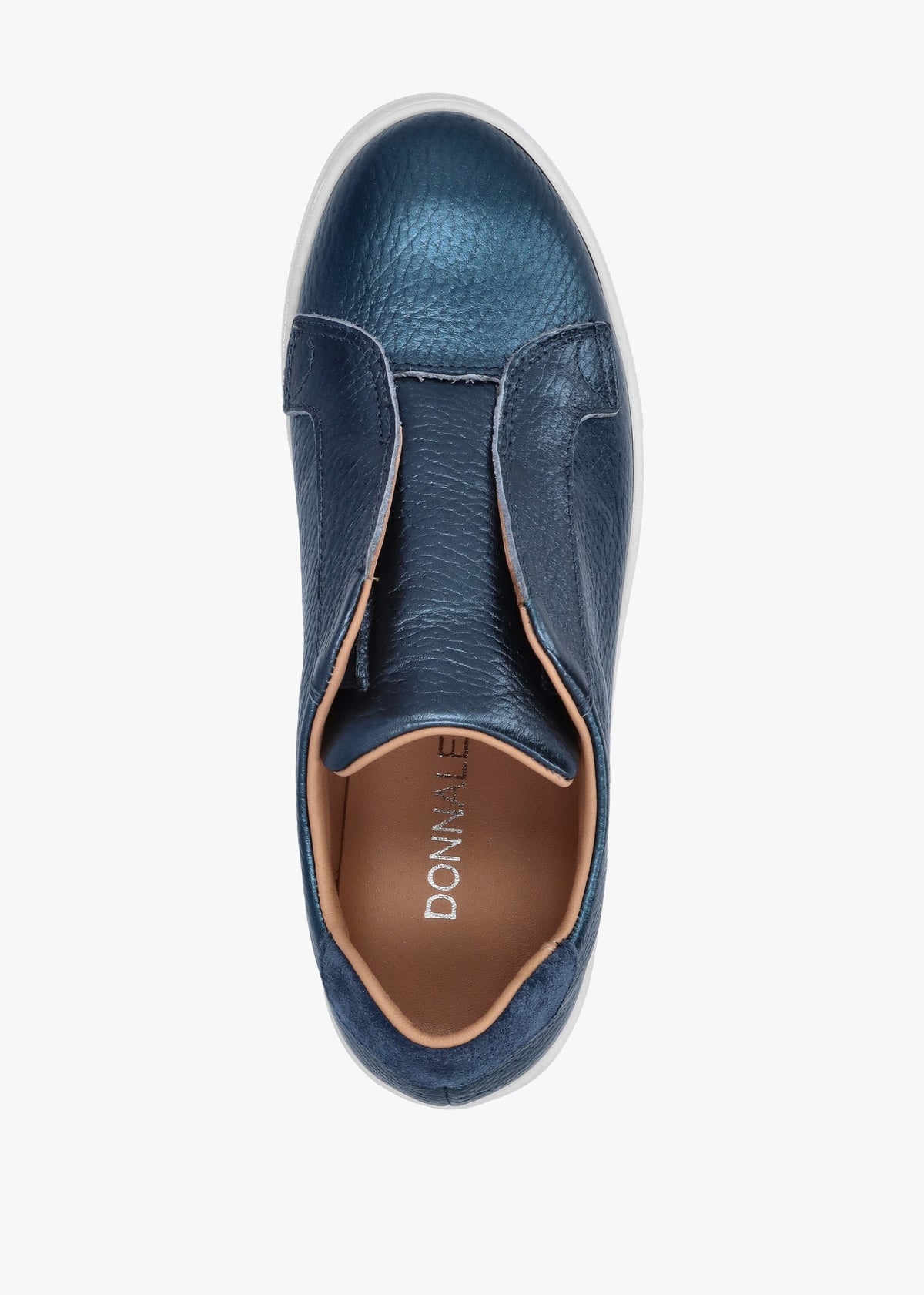 Quark Navy Metallic Leather Laceless Flatform Trainers