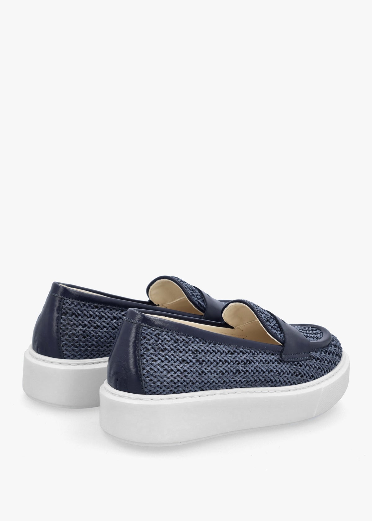 Carly Blue Woven Leather Chunky Loafers