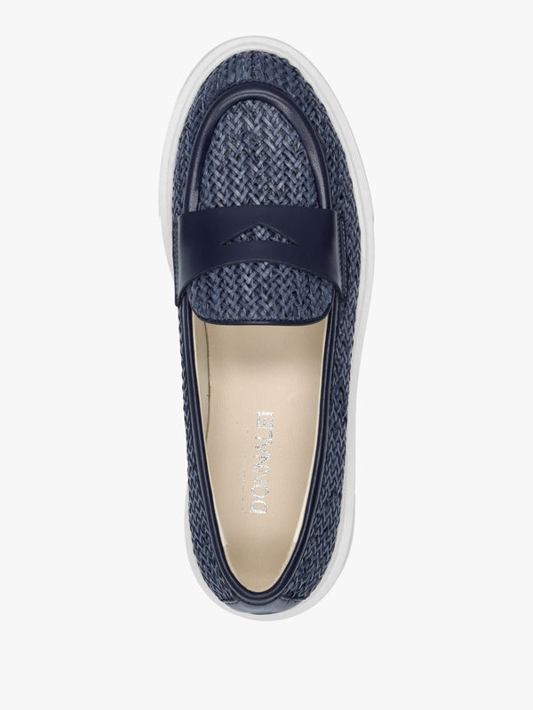Carly Blue Woven Leather Chunky Loafers