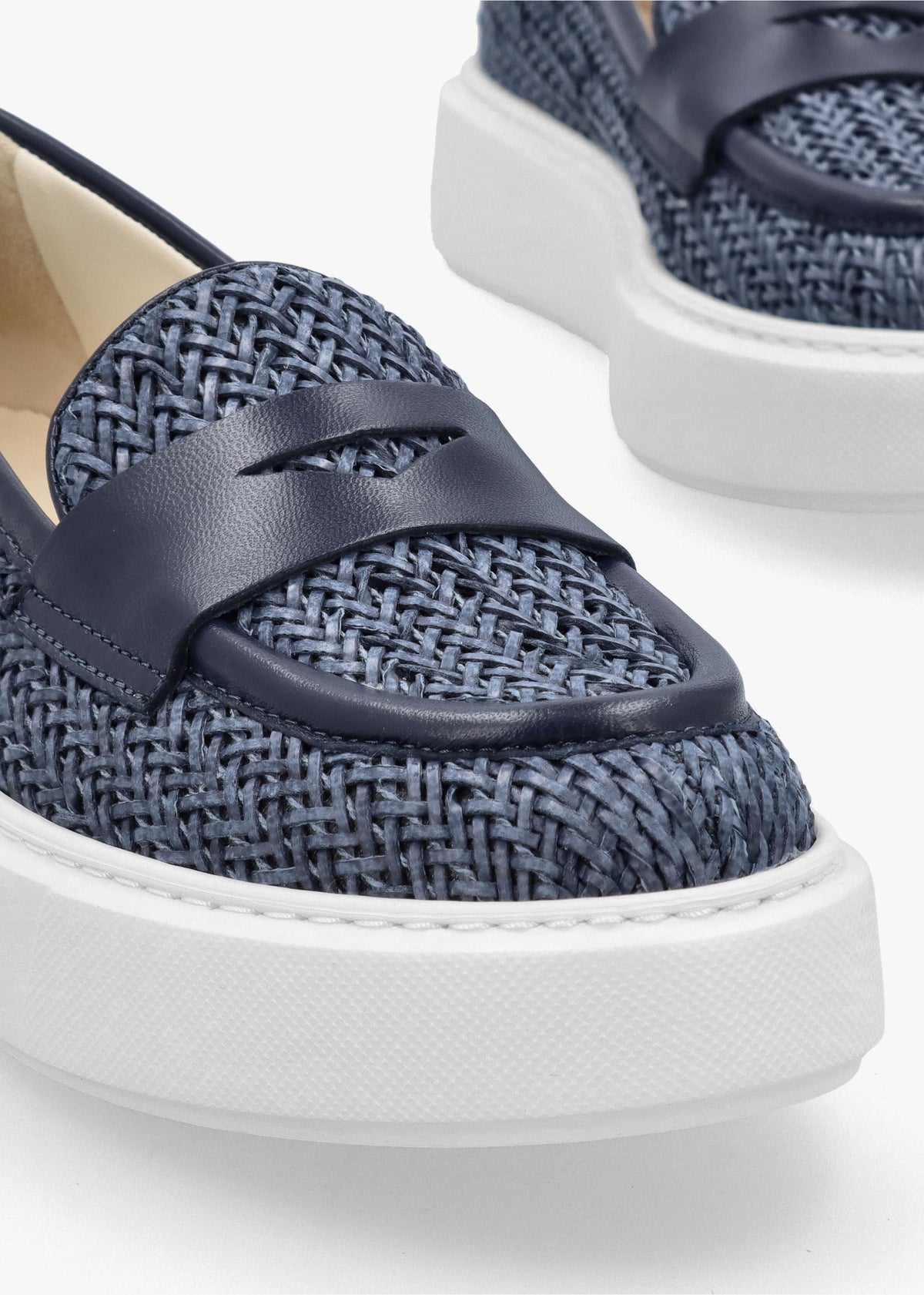 Carly Blue Woven Leather Chunky Loafers