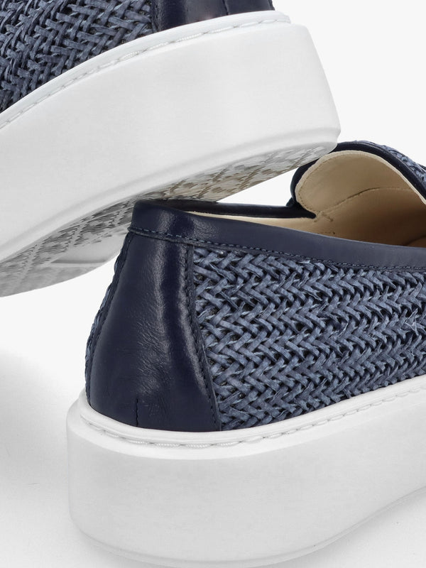 Carly Blue Woven Leather Chunky Loafers
