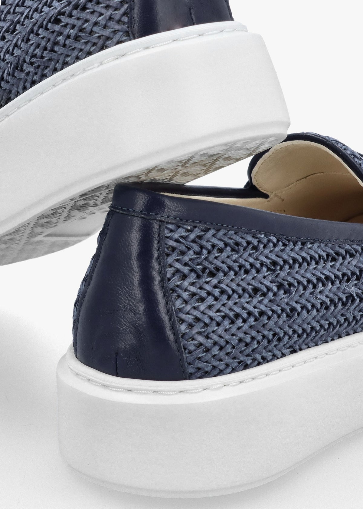 Carly Blue Woven Leather Chunky Loafers