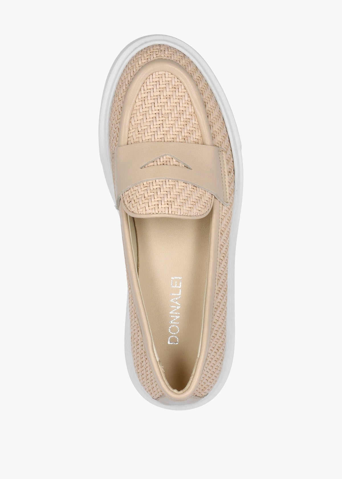 Carly Beige Woven Leather Chunky Loafers