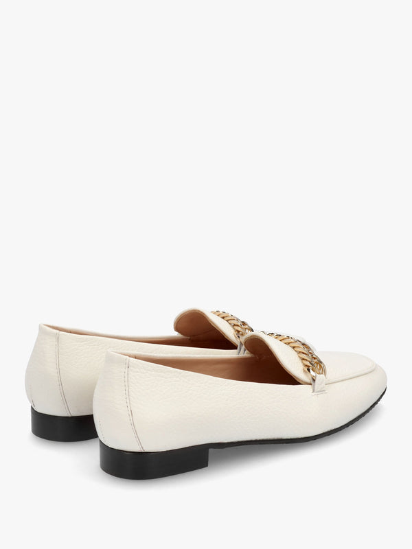 Galia Beige Pebbled Leather Loafers