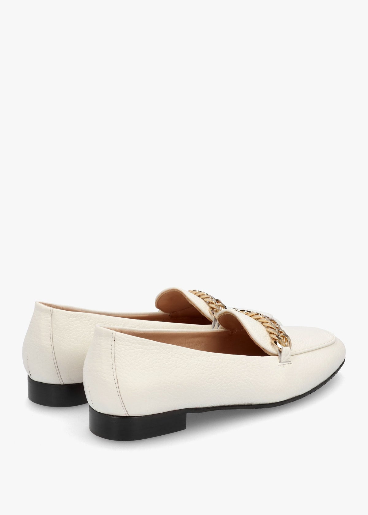 Galia Beige Pebbled Leather Loafers