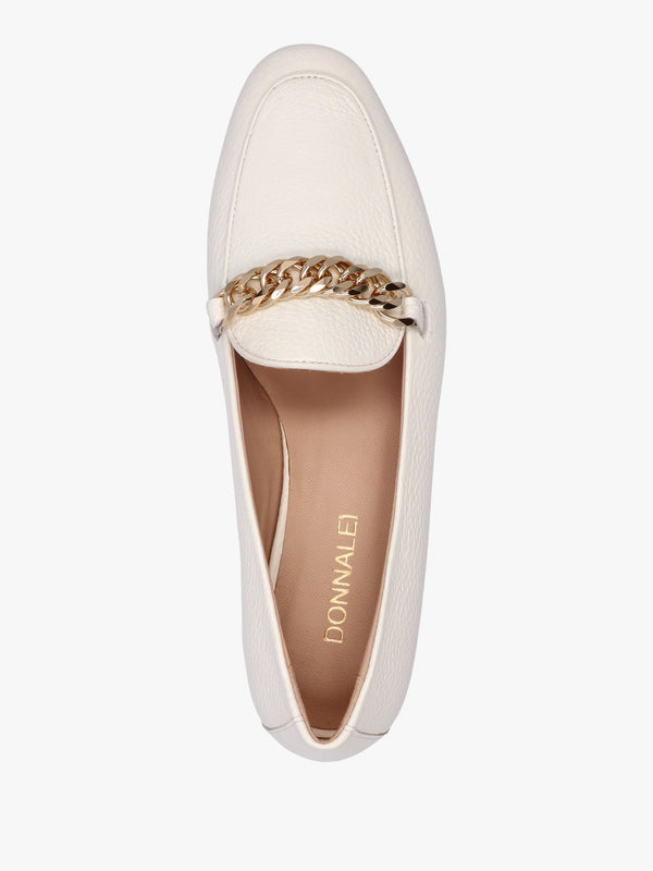 Galia Beige Pebbled Leather Loafers