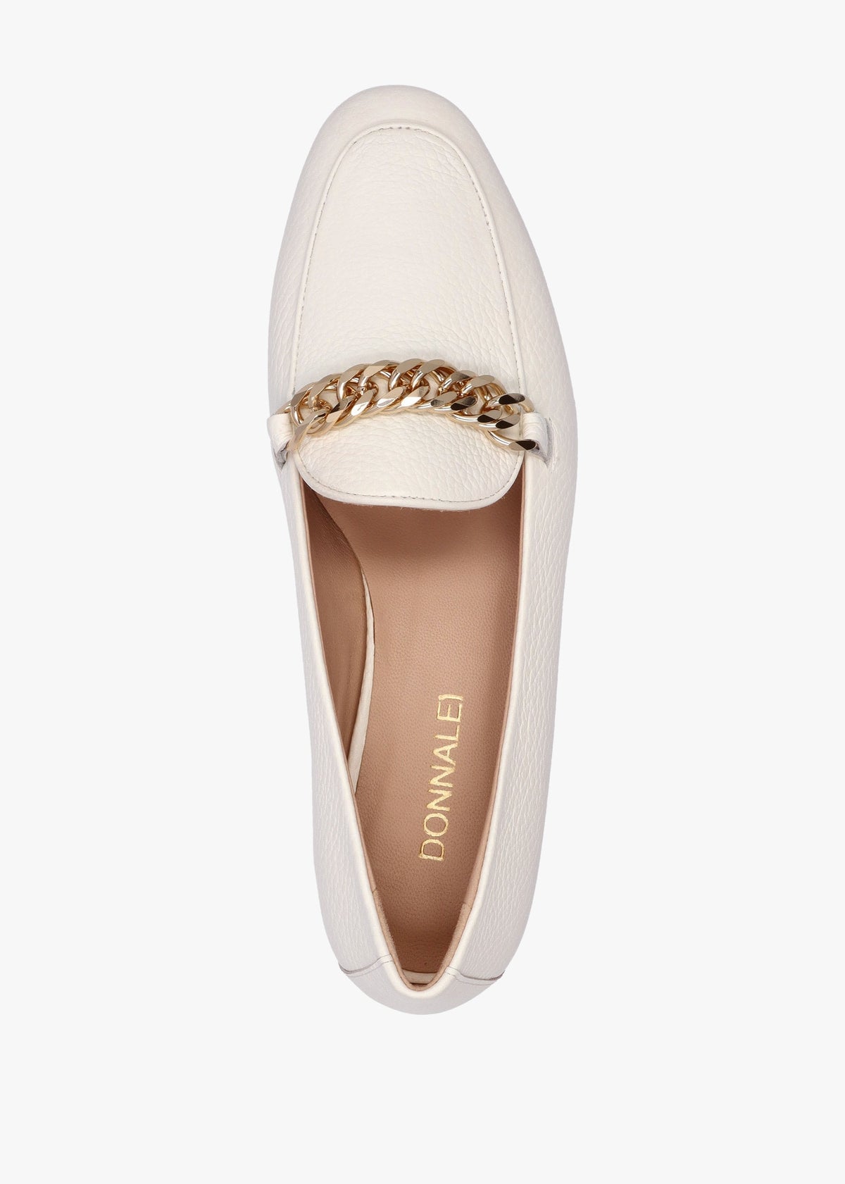 Galia Beige Pebbled Leather Loafers