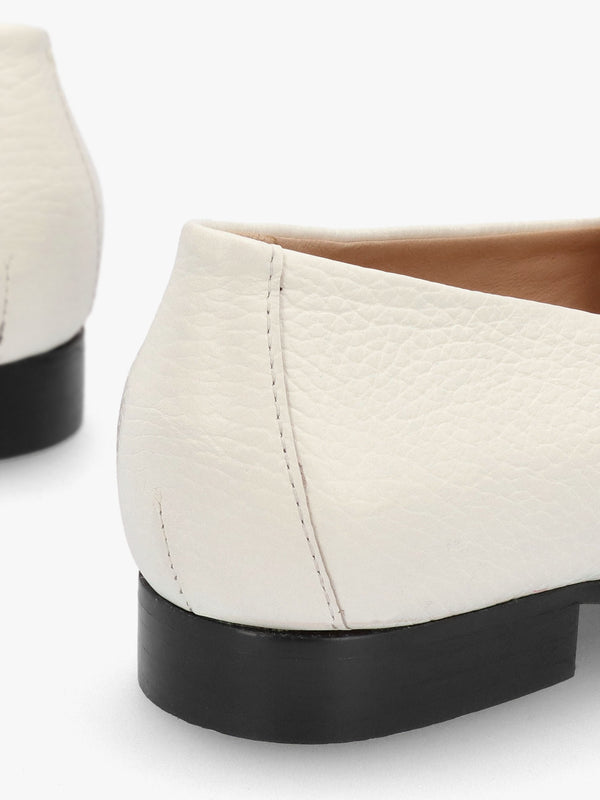 Galia Beige Pebbled Leather Loafers