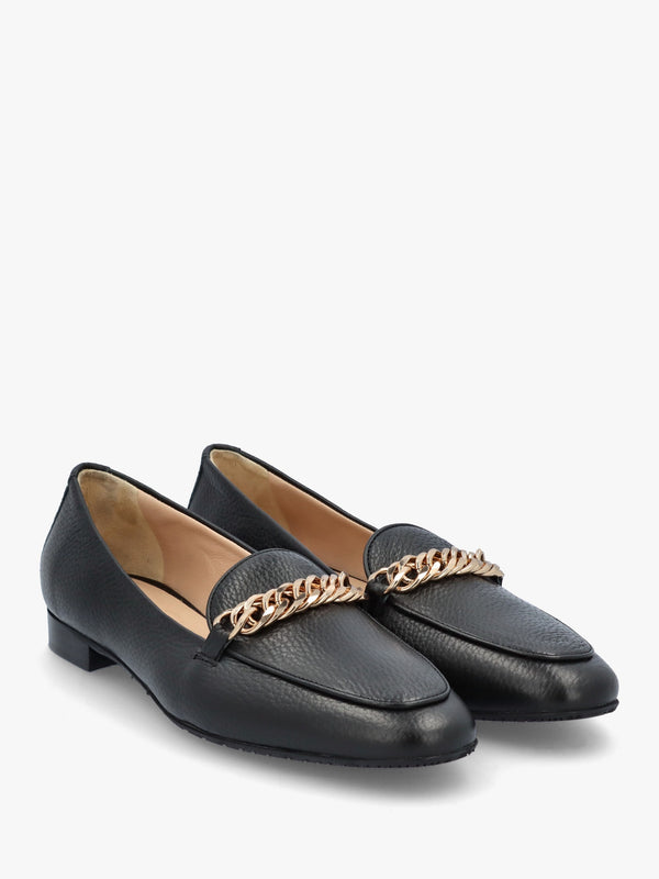 Galia Black Pebbled Leather Loafers