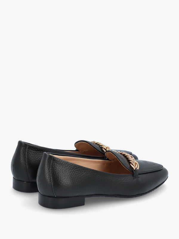 Galia Black Pebbled Leather Loafers