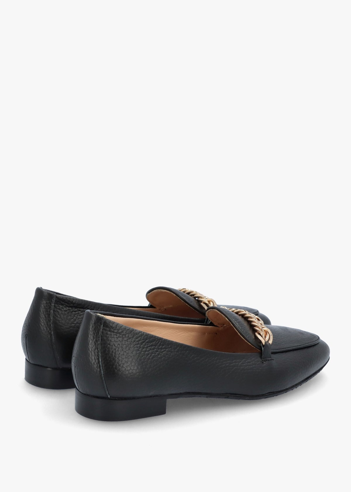 Galia Black Pebbled Leather Loafers