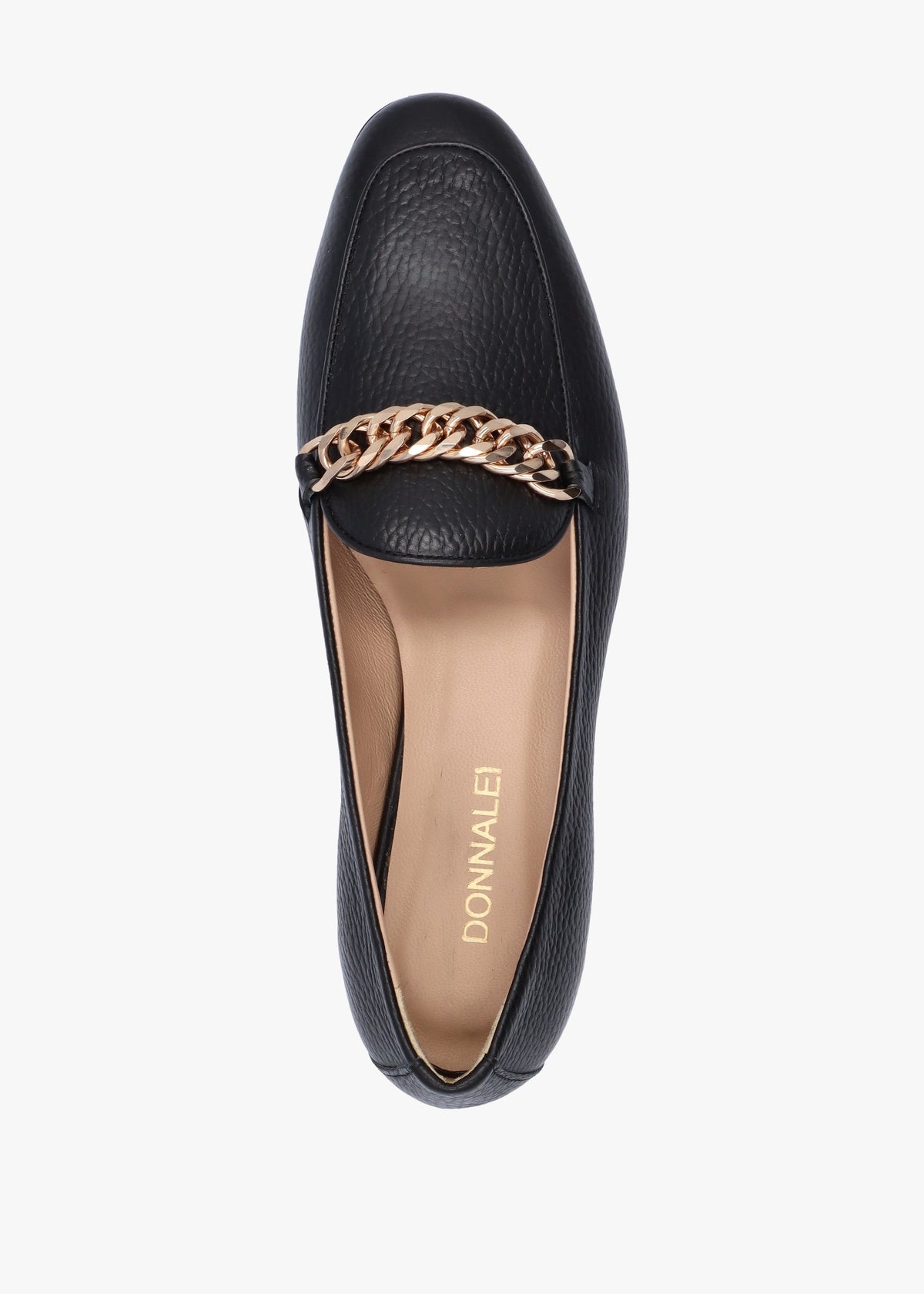 Galia Black Pebbled Leather Loafers