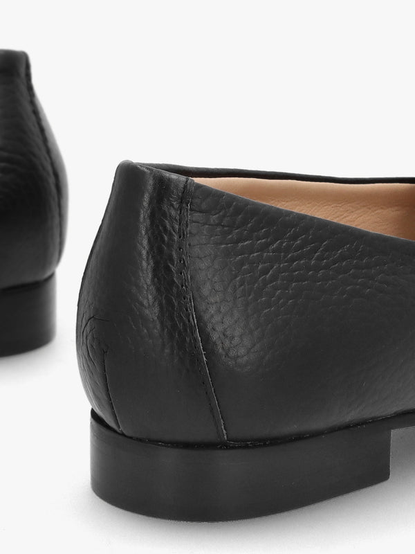 Galia Black Pebbled Leather Loafers
