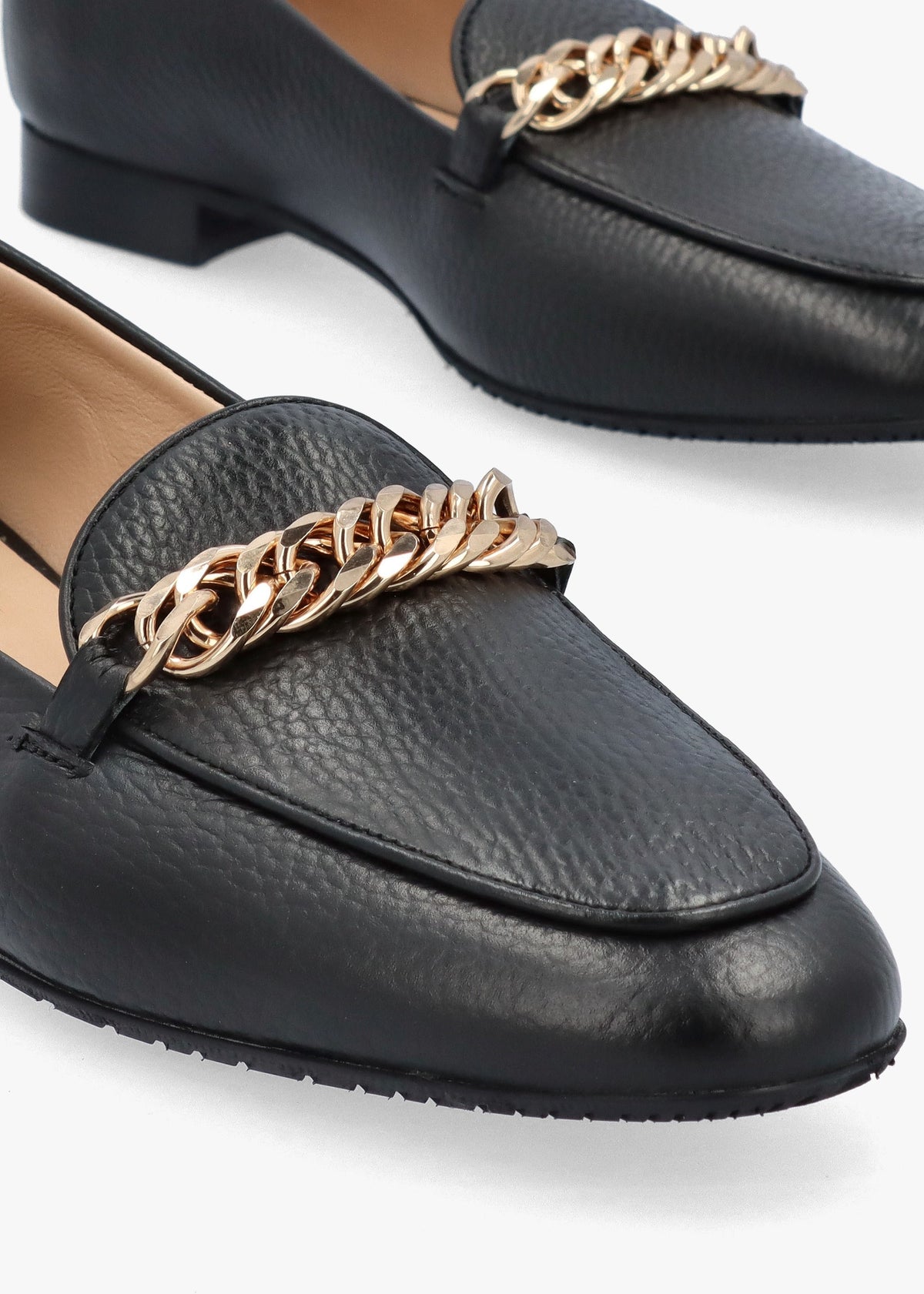 Galia Black Pebbled Leather Loafers